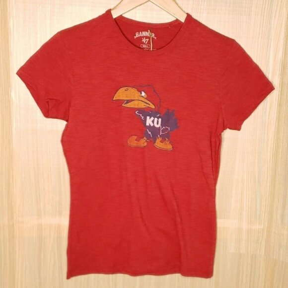 University Of Kansas  Vintage Look Jayhawk Tshirt - Picture 1 of 5